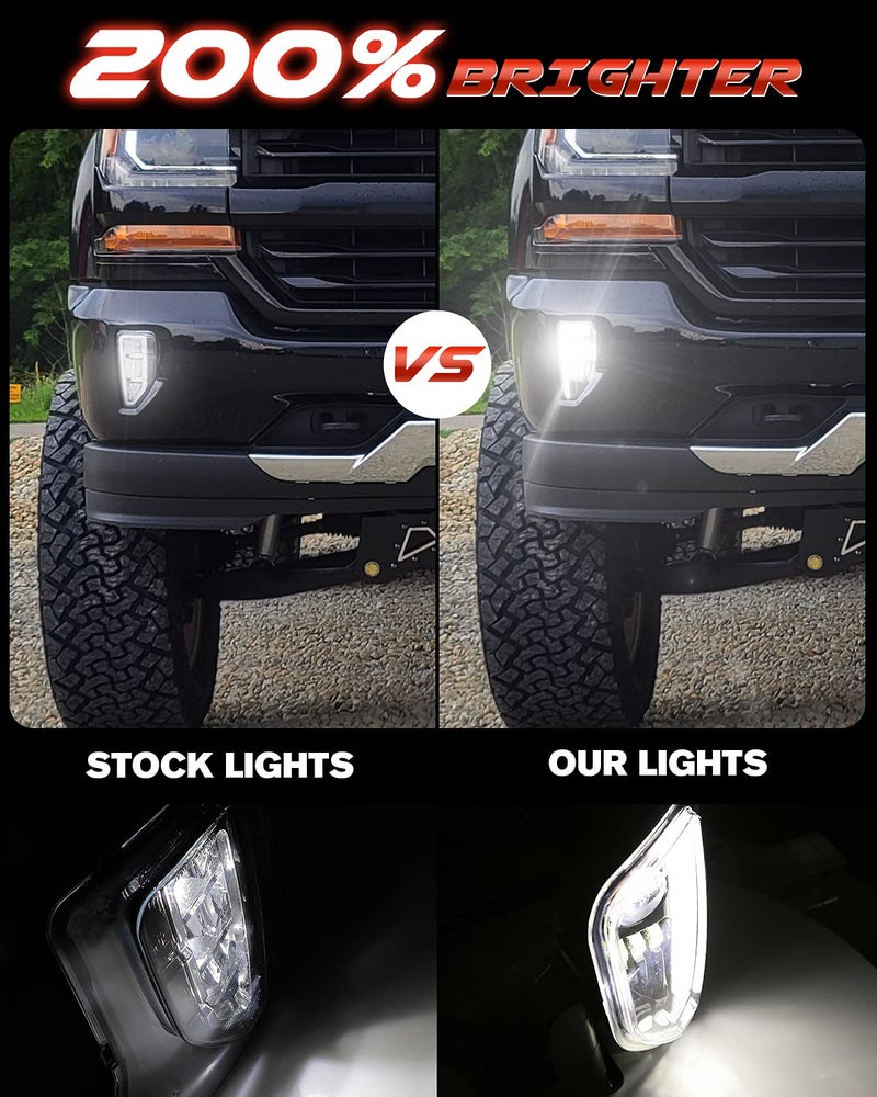 4X4FLSTC LED Fog Lights Assembly Compatible with 2016 2017 2018 Chevy Silverado 1500 models DOT Bumper Driving Lights Fog Lamps Replacement with DRL Halo Black - Image 2