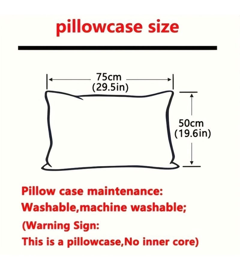 وسادتان مطبوعتان بتصميم قلوب زهورية، مقاس كوين الملكة، باللون الأحمر الطائر، مع غلق مظروف، ناعمة وقابلة للتهوية لفراش المنزل، قابلة للغسل في الغسالة والغسل اليدوي. - Image 3