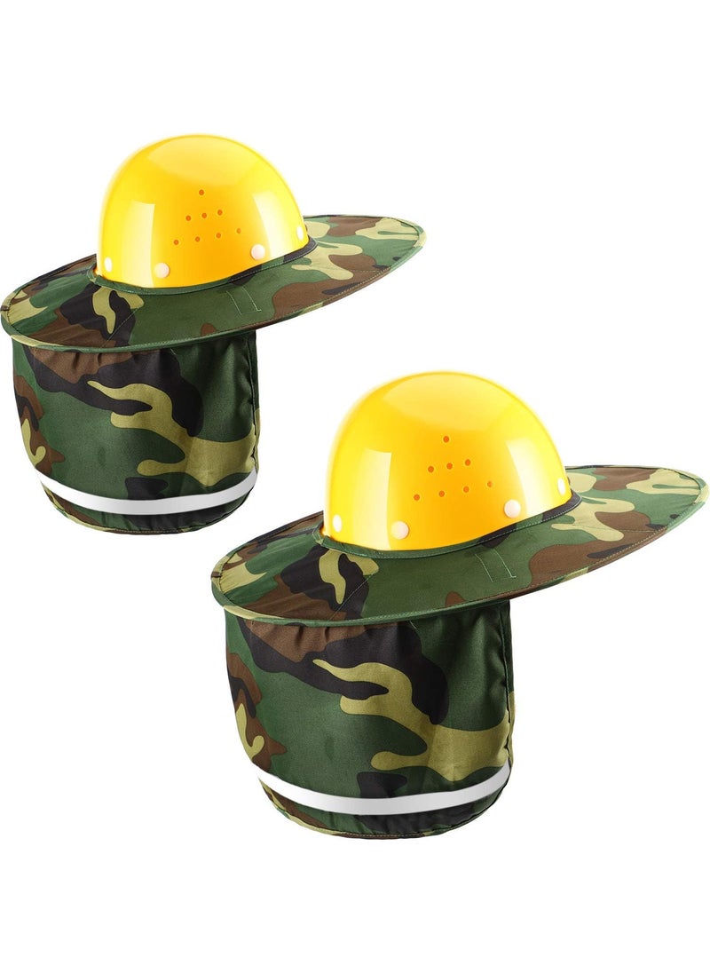 Jovitec Jovitec 2 Pieces Hard Hat Neck Sun Shade Neck Protection Full Brim with Reflective Strip Green Camouflage Hard for Cover Summer SunCamouflage  - Image 1
