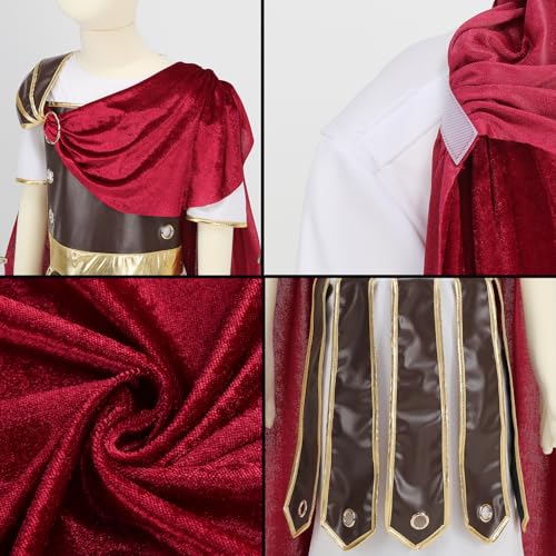 HAPNBCELE Roman Soldier Costume Kids Boys Knight Viking Gladiator Medieval Renaissance Dress up Halloween Party Role Play (White-brown, 10-11 Years) - Image 5