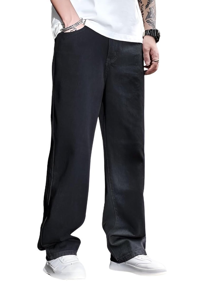 Ben Martin Black Men Jeans || Baggy Fit Jean's for Man || Loose Fit High Rise Denim || Stretchable Casual Wear Jean,s || Dance Rap Rapping Style Pant for Men || Denim Cotton Jeans 28 (1) - Image 1