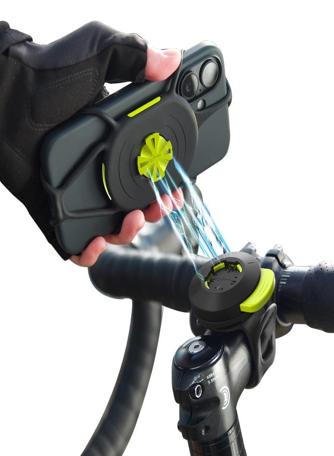 BONE Bike Tie Connect Kit 3 - Magnetic Stem Mount for Cell Phone, 360° Rotatable & Detachable Silicone Holder, Fits 4.7"-7.2" Phones, iPhone 16 15 & Android, for Road & Mountain Bike - Image 1