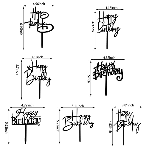 RASSLISA 28PCS Acrylic Happy Birthday Cake Topper Birthday Cupcake Topper Cake Pick Decorations for Birthday Party Cake Desserts Pastries 4 Colors 7 Styles - Image 5