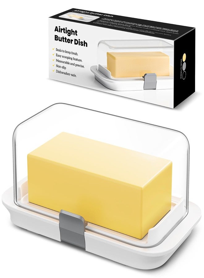 Pisol Large Butter Dish for 1 lb Canadian Butter, Airtight Butter Keeper with Lid Fit a Full Pound Block of Butter, Locking Butter Container for Countertop, Cat/Dog Proof, White - Image 1