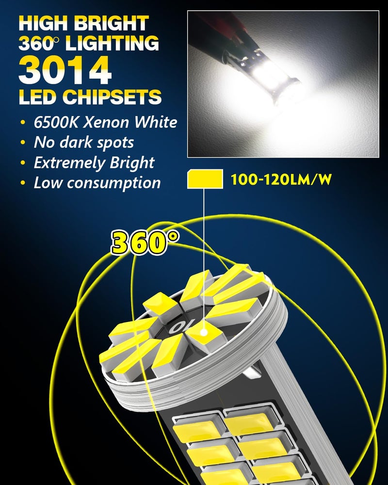 Zakolak 10Pcs 194 T10 168 W5W 2825 LED Bulb, Super Bright LED Car Interior Dome Map Camper RV License Plate Light Bulbs, Upgraded 25-SMD 3014 Chipsets 12V 400LM 6500K Xenon White - Image 5