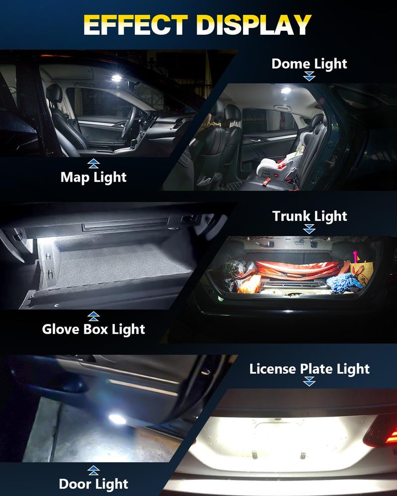 Zakolak 10Pcs 194 T10 168 W5W 2825 LED Bulb, Super Bright LED Car Interior Dome Map Camper RV License Plate Light Bulbs, Upgraded 25-SMD 3014 Chipsets 12V 400LM 6500K Xenon White - Image 3