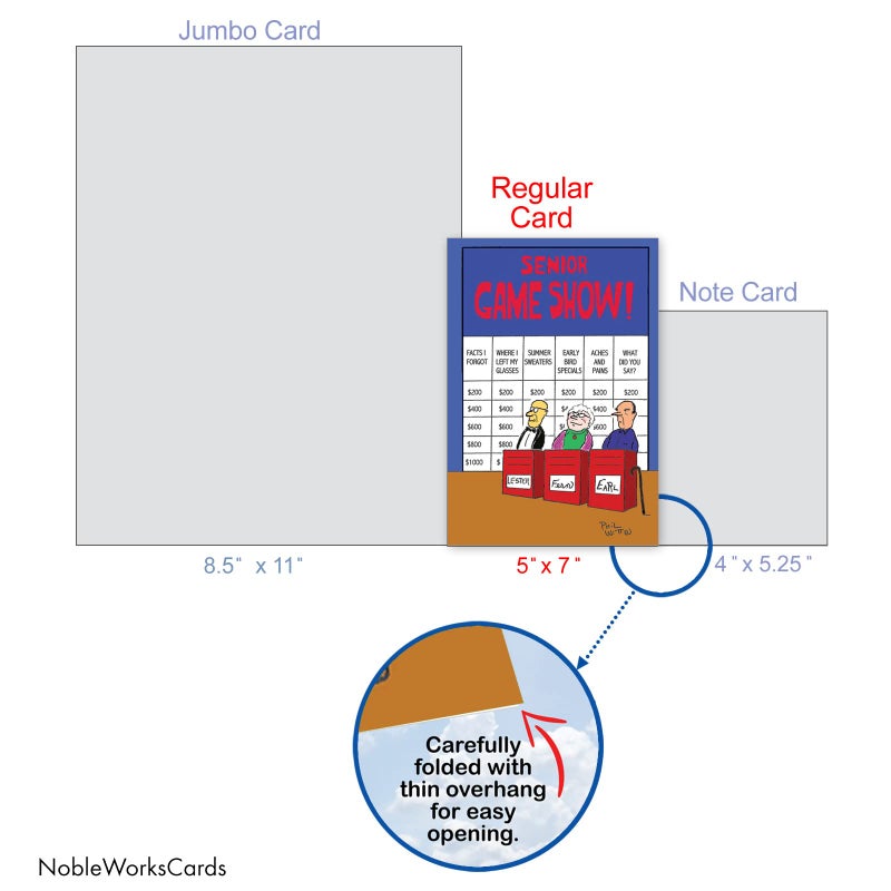 NobleWorks - 1 Funny Happy Birthday Greeting Card â€“ Old Age Humor Notecard for Men, Women, Dad, Uncle, Brother or Friend - Senior Game Show 6291Z - Image 4