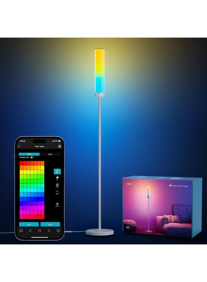 Lepro O1 Smart AI Floor Lamp, RGBWW Corner Standing Lamp, 2300LM LED, App and Voice Control (Alexa & Google Assistant), Music Sync, Dimmable, 16 Million Colors for Living Room, Bedroom, Gaming Room