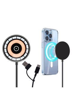 15W Fast Wireless Charger for iPhone 14/13/12 Series & Samsung Galaxy, MagSafe Compatible Transparent Charging Pad for Quick and Efficient Charging