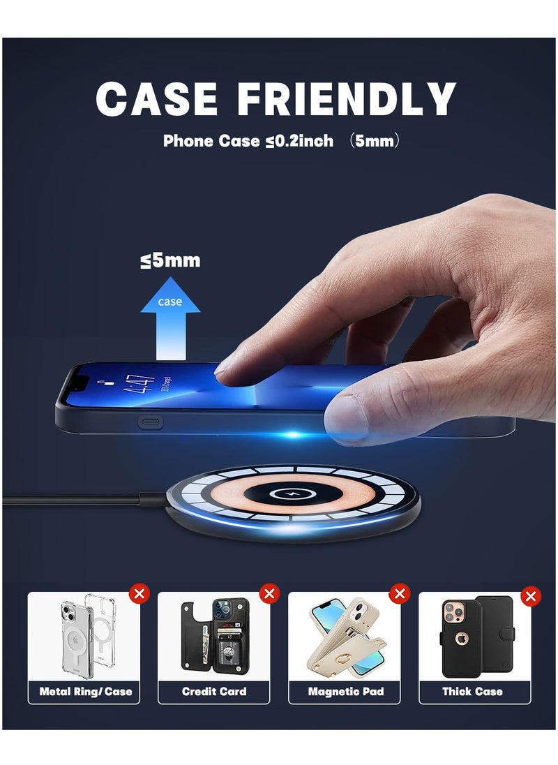 Generic - 15W Fast Wireless Charger for iPhone 14/13/12 Series & Samsung Galaxy, MagSafe Compatible Transparent Charging Pad for Quick and Efficient Charging - Image 1
