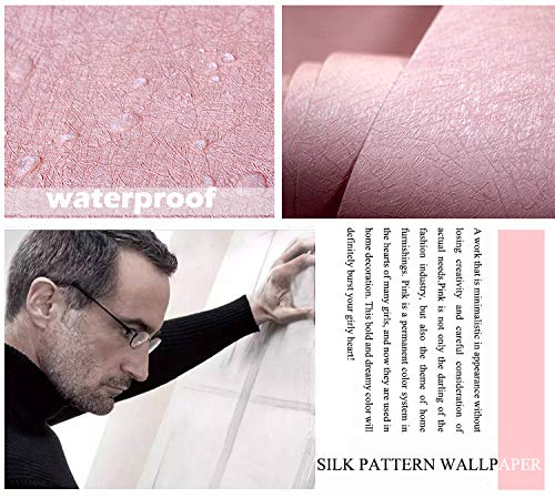 MelunMer Pink Peel and Stick Wallpaper 118In L 15.7In W Self Adhesive Removable Wallpaper for Bathroom/Bedroom Modern Contact Paper Silk Textured Pink Contact Paper for Cabinets Shelf Waterproof - Image 5
