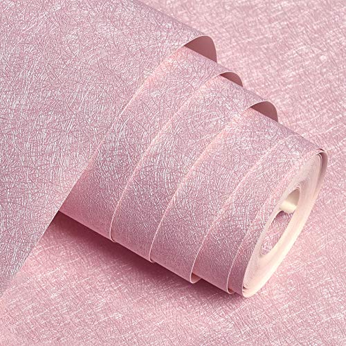 MelunMer Pink Peel and Stick Wallpaper 118In L 15.7In W Self Adhesive Removable Wallpaper for Bathroom/Bedroom Modern Contact Paper Silk Textured Pink Contact Paper for Cabinets Shelf Waterproof - Image 1
