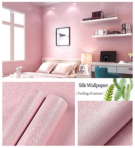 MelunMer Pink Peel and Stick Wallpaper 118In L 15.7In W Self Adhesive Removable Wallpaper for Bathroom/Bedroom Modern Contact Paper Silk Textured Pink Contact Paper for Cabinets Shelf Waterproof - Image 2