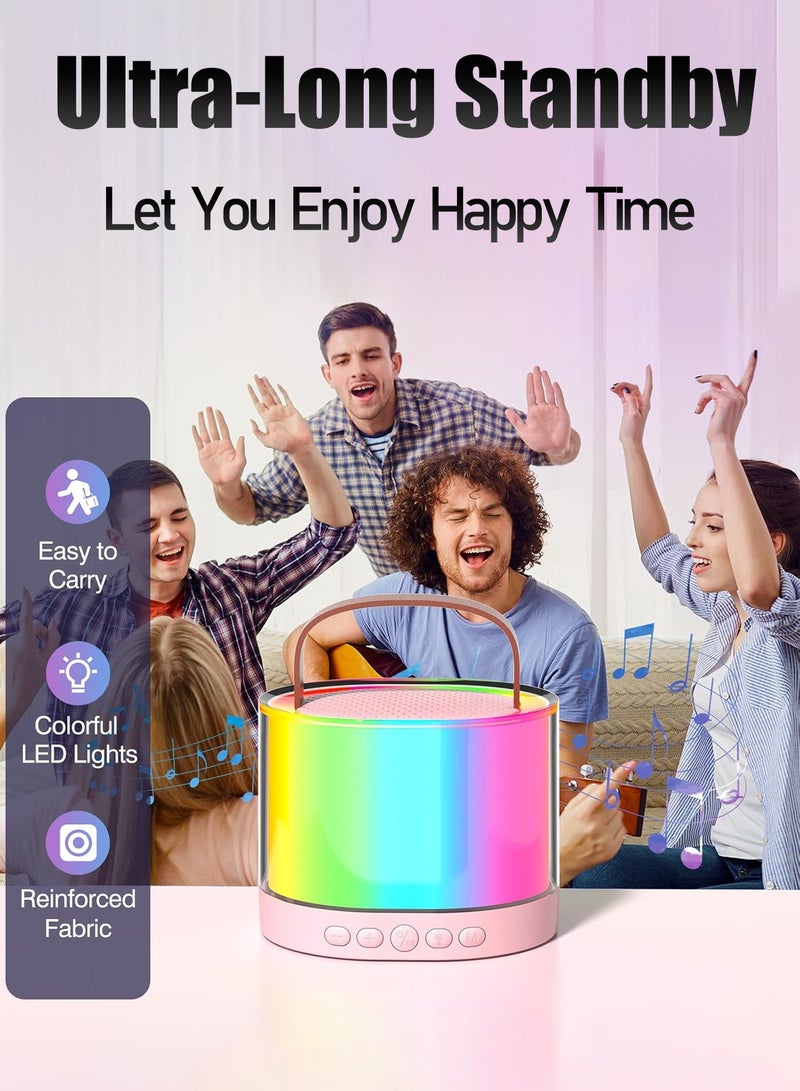 ستيلكور جهاز كاريوكي صغير للأطفال من ستيلكور مزود بمكبر صوت بلوتوث محمول مع ميكروفونين لاسلكيين وأضواء LED ملونة، هدية كاريوكي للأولاد والبنات (وردي) - Image 5