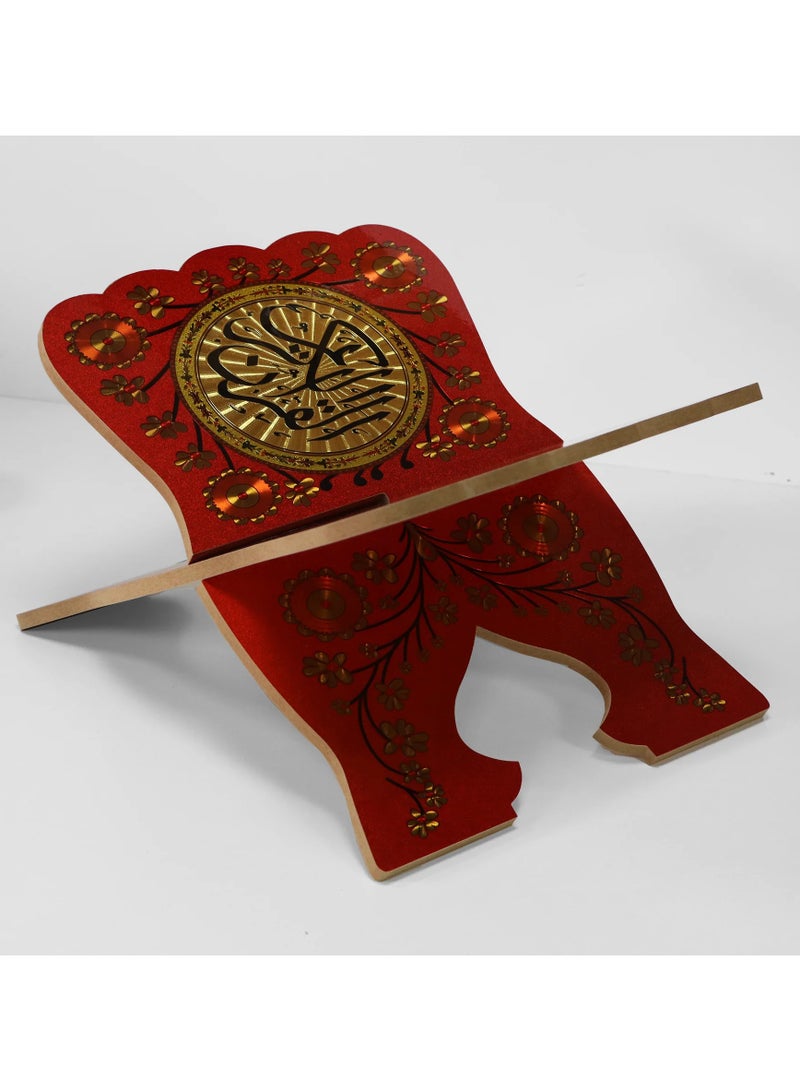 SUNDUS Stand for the Holy Quran made of wood, large size, red color - Al-Hafiz - Image 3