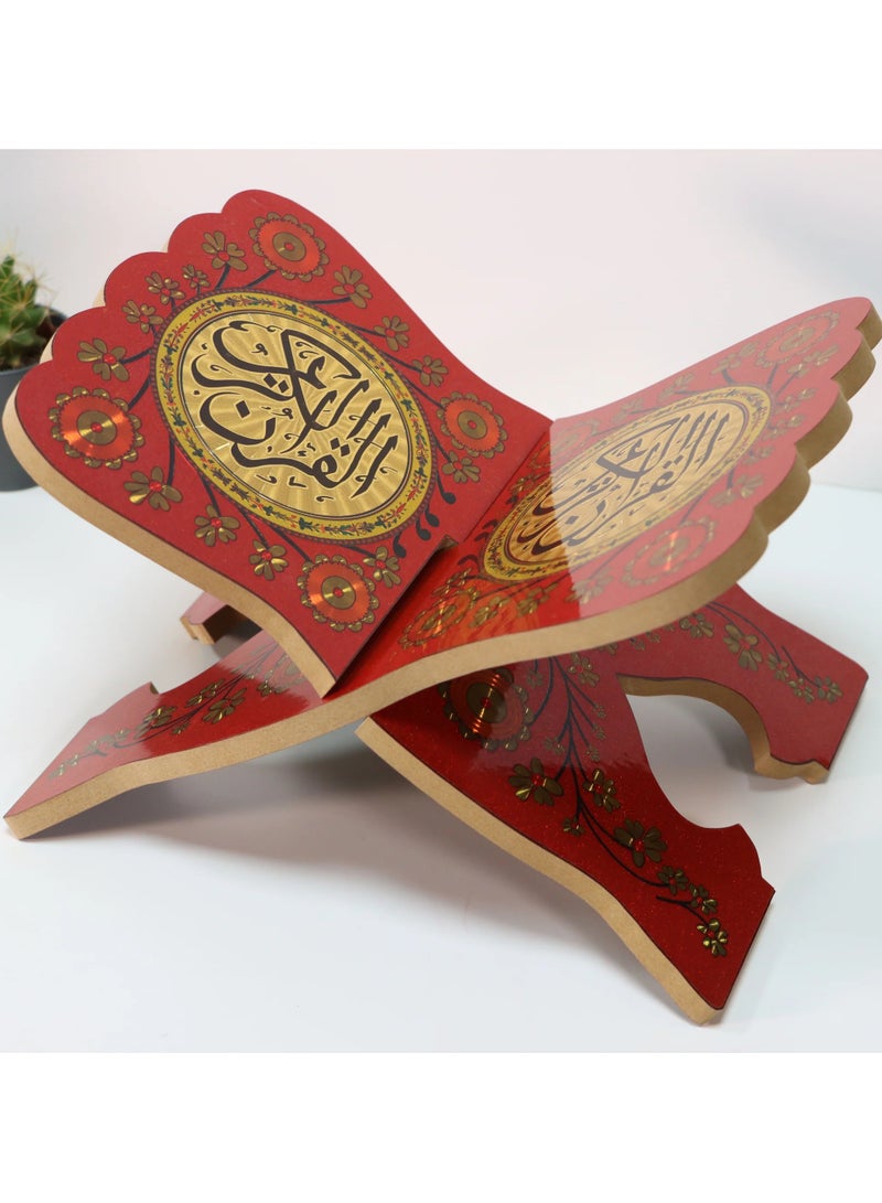 SUNDUS Stand for the Holy Quran made of wood, large size, red color - Al-Hafiz - Image 5