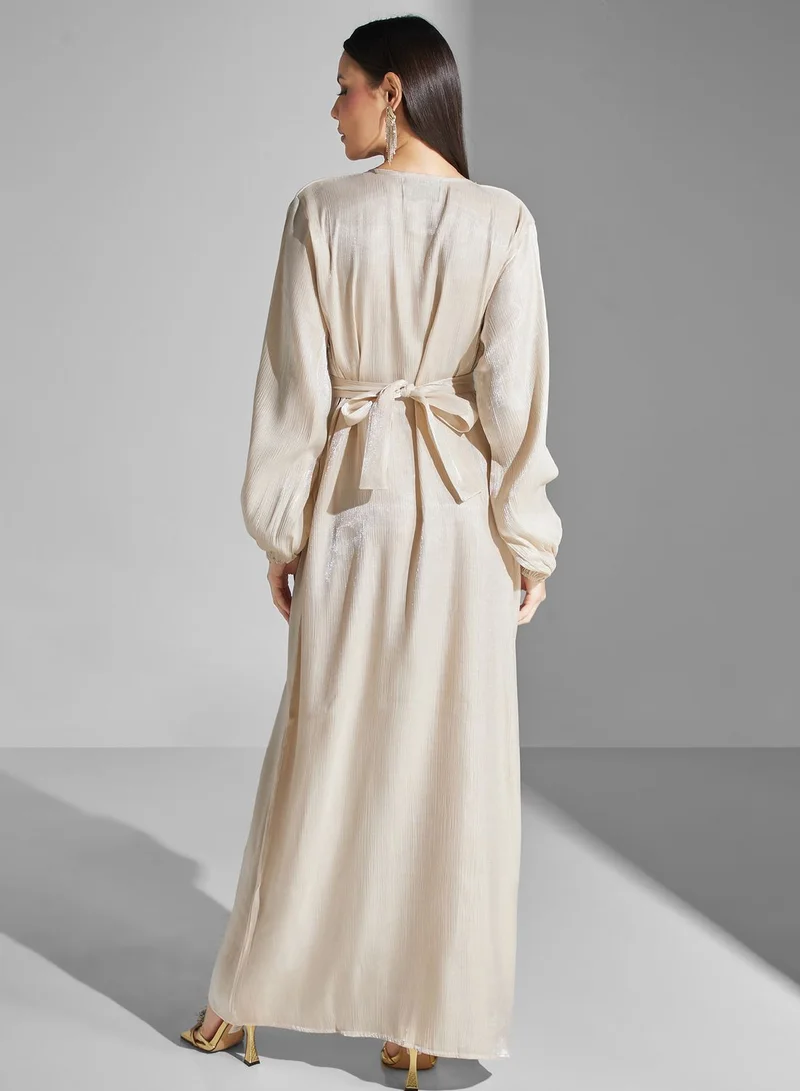 hayas closet Embellished Belted Jalabiya