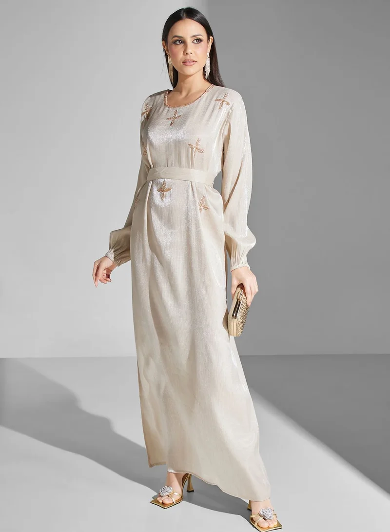 hayas closet Embellished Belted Jalabiya