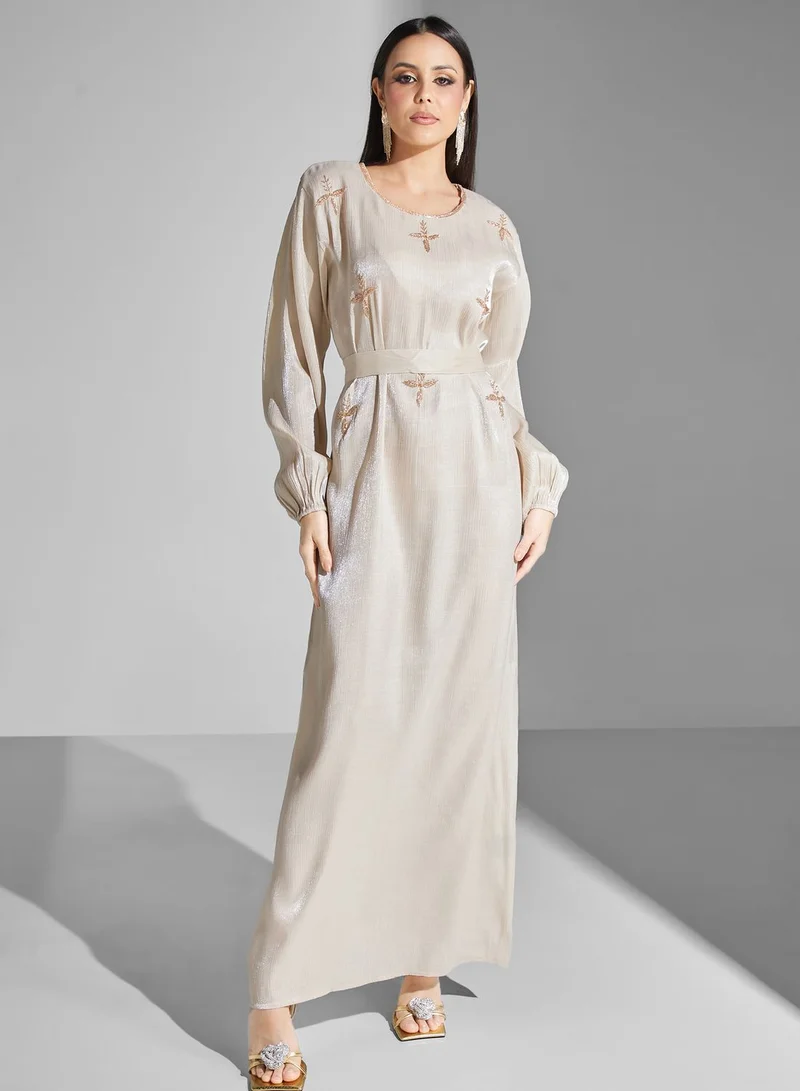 hayas closet Embellished Belted Jalabiya
