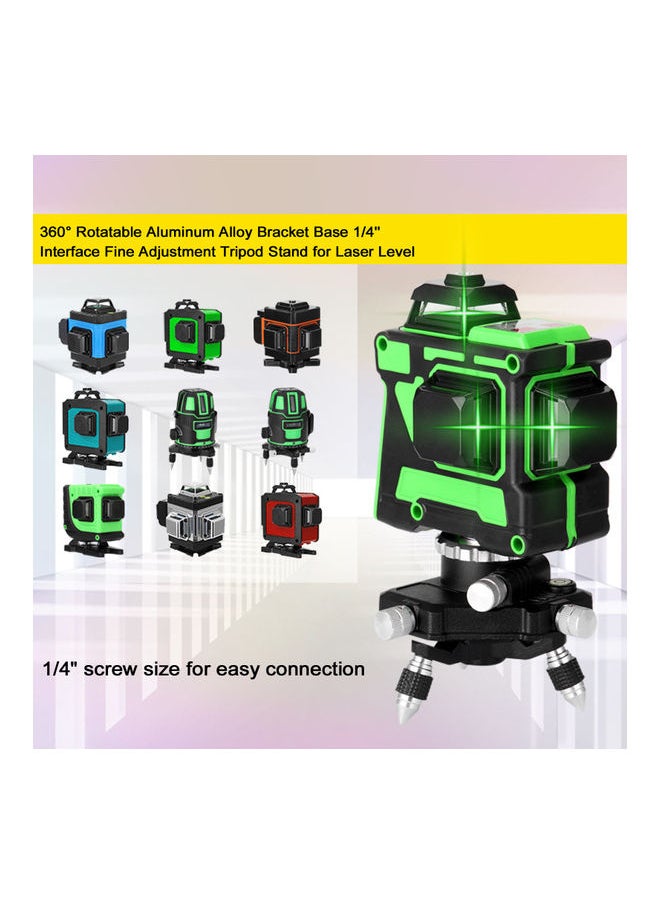 NIBEMINENT Rotatable Aluminum Alloy Bracket Base Fine Adjustment Tripod Stand For Laser Level Black/Silver 15x12x13cm  - Image 3
