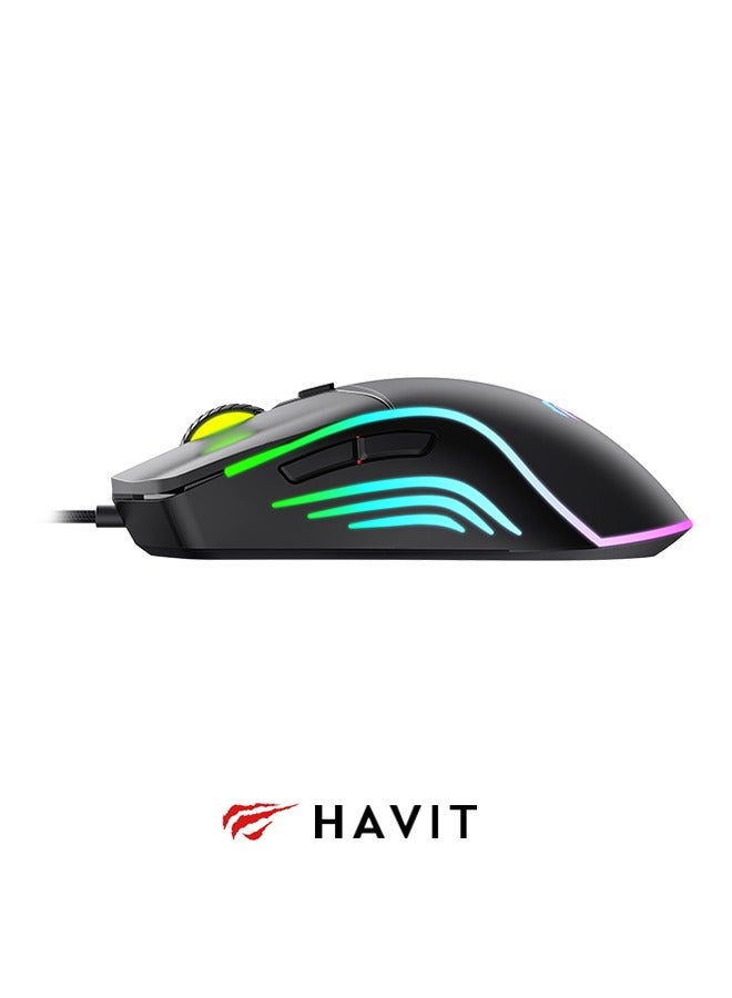 havit High-Performance Gaming Wired Mouse, Rgb Gaming Mouse, Usb Plug And Play, Suitable For FPS  And MOBA Gamers - Image 2