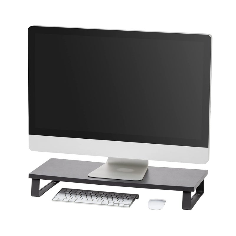 IRIS IRIS USA 1Tier MultiPurpose Modern PC Monitor Organizer Stand with Metal Legs Ergonomic Desktop and Countertop Riser for Computer Laptop TV Kitchen Pantry and Closet Organization Black 