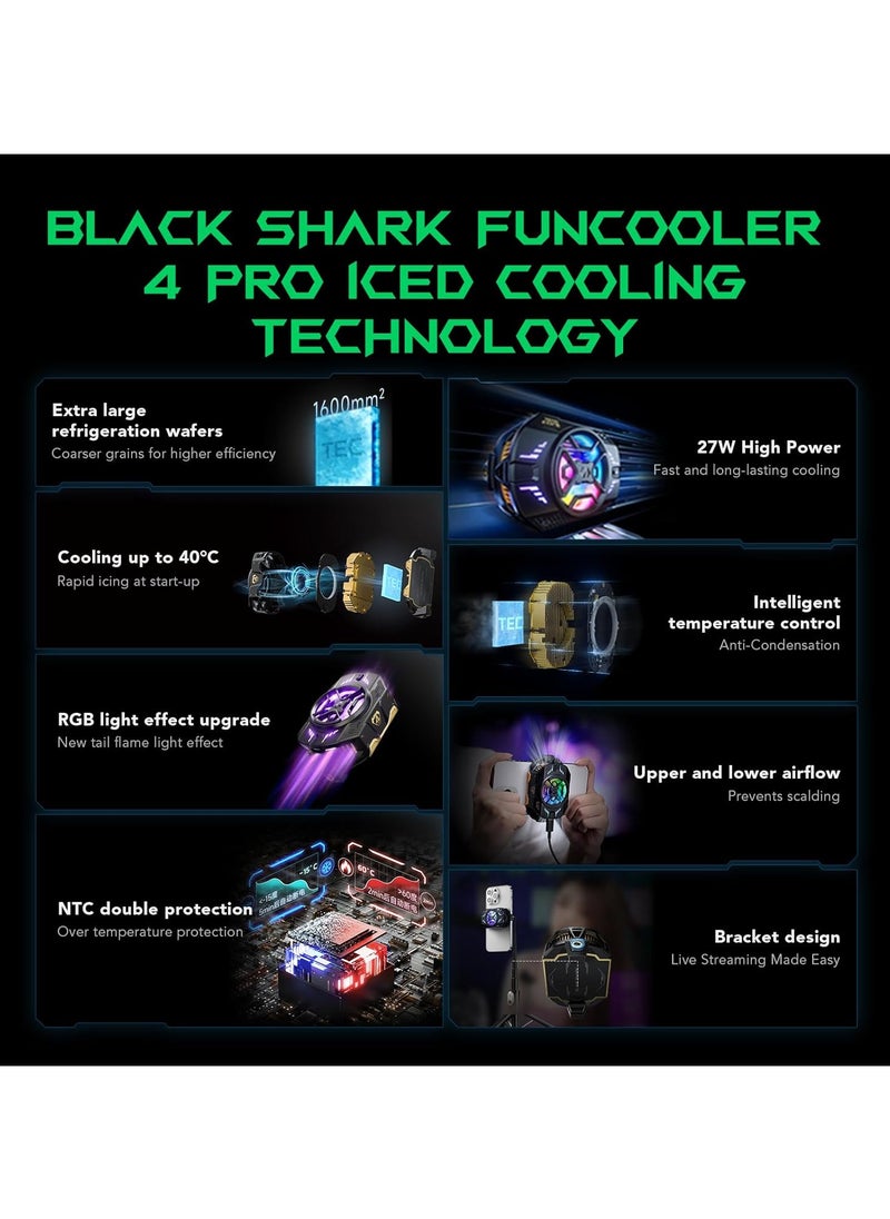 بلاك شارك - Black Shark FunCooler 4 Pro Phone Cooling Heatsink Fan Type C RGB Better Gaming Fun Phone BlackShark Fun Cooler for ios iphones Android - White - Image 1