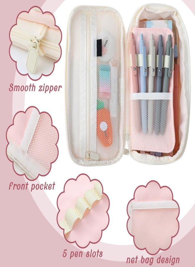 Teling 37 Pcs Aesthetic Back to School Supplies with Cute Pen Case, 12 Pastel Highlighters, 12 0. 5 Mm/ 0. 7 mm Mechanical Pencil 8 Tubes Pencil Refills, 4 Erasers for Writing Drawing(Pink) - Image 3