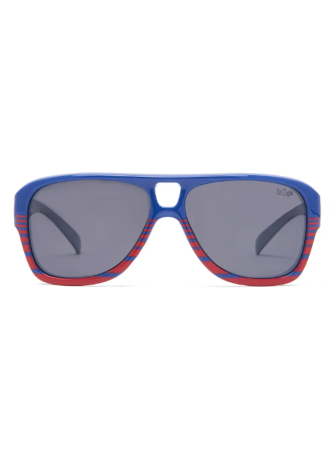 لي كوبر Polarized PC Grey with Retro type, Round Shape52-14-124 mm Size, 0.74MM POLARZIED Lens Material, Blue Frame Color