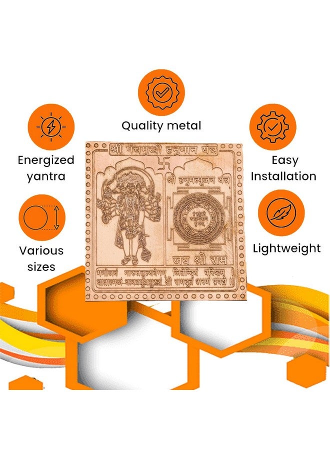 Achleshwar Panchmukhi Hanuman Yantra Vastu Remedies, 3 x 3 Inch, Pure Copper, South/SW Facing Main Door, Home/Office/Business/Factory Entrance Protection - Image 3