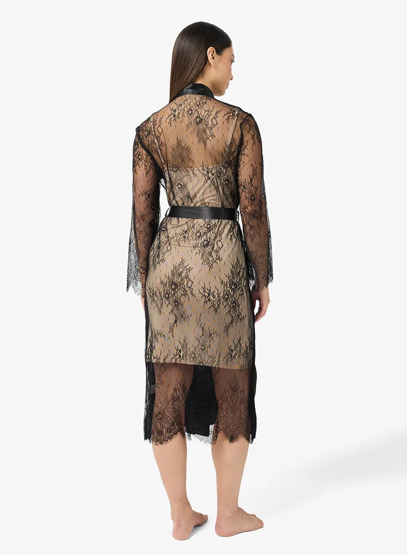 Ginger Satin Robe with Lace Back