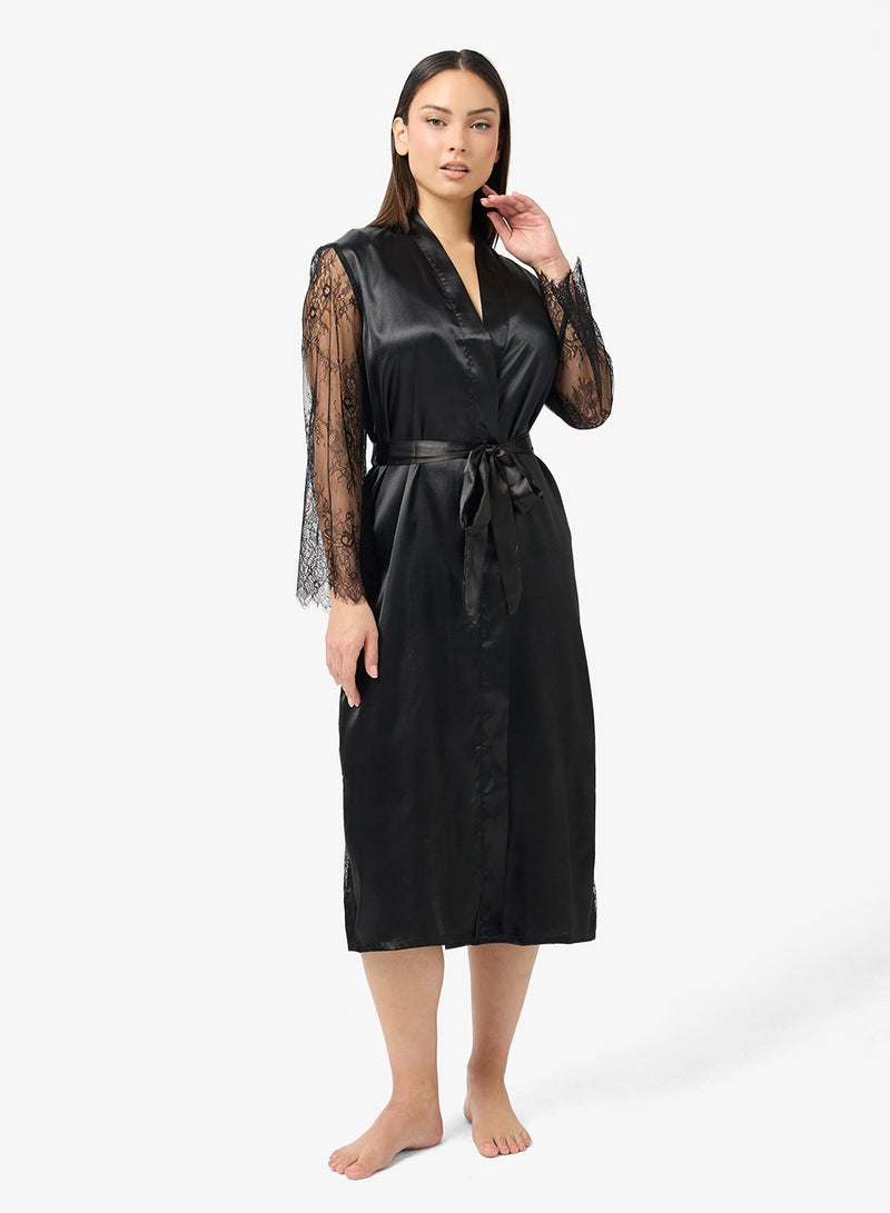 جينجر روب ساتان بظهر من الدانتيل - Image 1