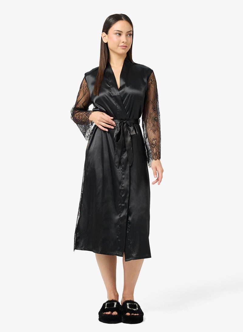 جينجر روب ساتان بظهر من الدانتيل - Image 4