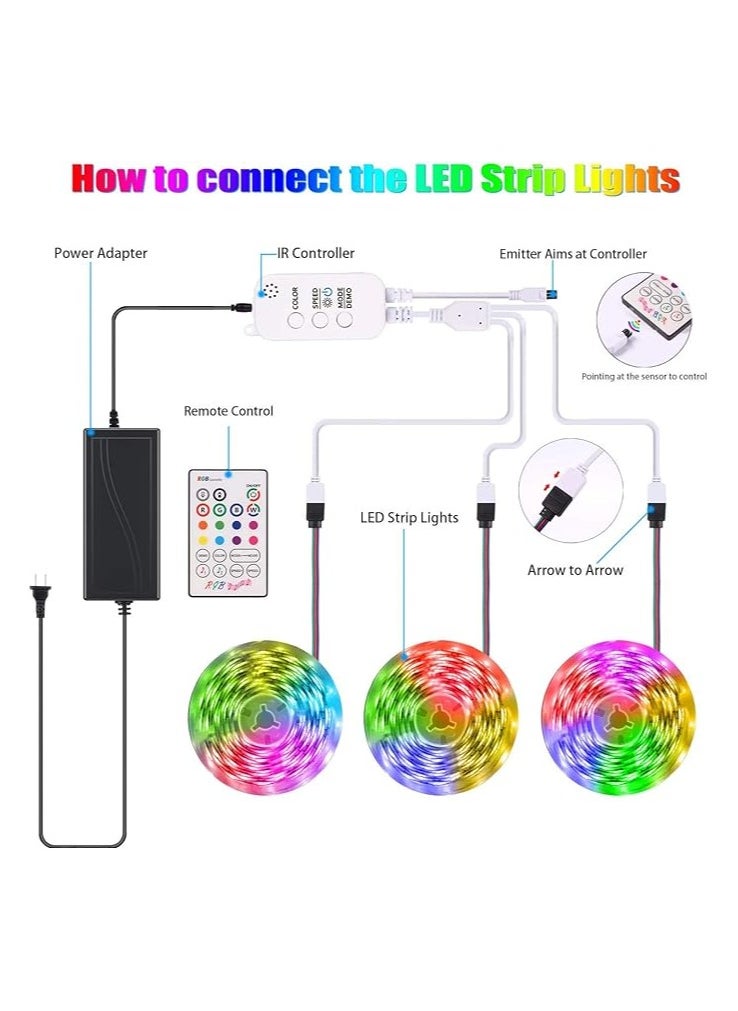 ماركة غير محددة - شريط إضاءة LED للغرفة: متغير الألوان مع جهاز تحكم عن بُعد، مقاوم للماء ويأتي بمدخل USB للتشغيل. مثالي للتلفزيون، غرفة النوم، الكمبيوتر وديكور أحواض السمك. 2 متر، 3متر، 5متر - Image 1