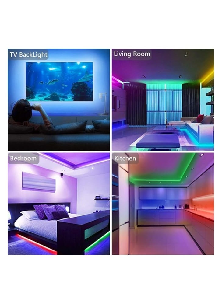 ماركة غير محددة - شريط إضاءة LED للغرفة: متغير الألوان مع جهاز تحكم عن بُعد، مقاوم للماء ويأتي بمدخل USB للتشغيل. مثالي للتلفزيون، غرفة النوم، الكمبيوتر وديكور أحواض السمك. 2 متر، 3متر، 5متر - Image 1