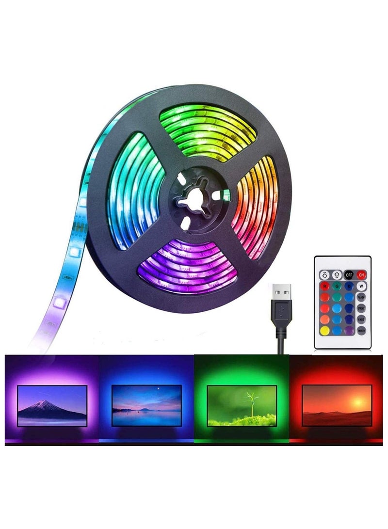شريط إضاءة LED للغرفة: متغير الألوان مع جهاز تحكم عن بُعد، مقاوم للماء ويأتي بمدخل USB للتشغيل. مثالي للتلفزيون، غرفة النوم، الكمبيوتر وديكور أحواض السمك. 2 متر، 3متر، 5متر - Image 1
