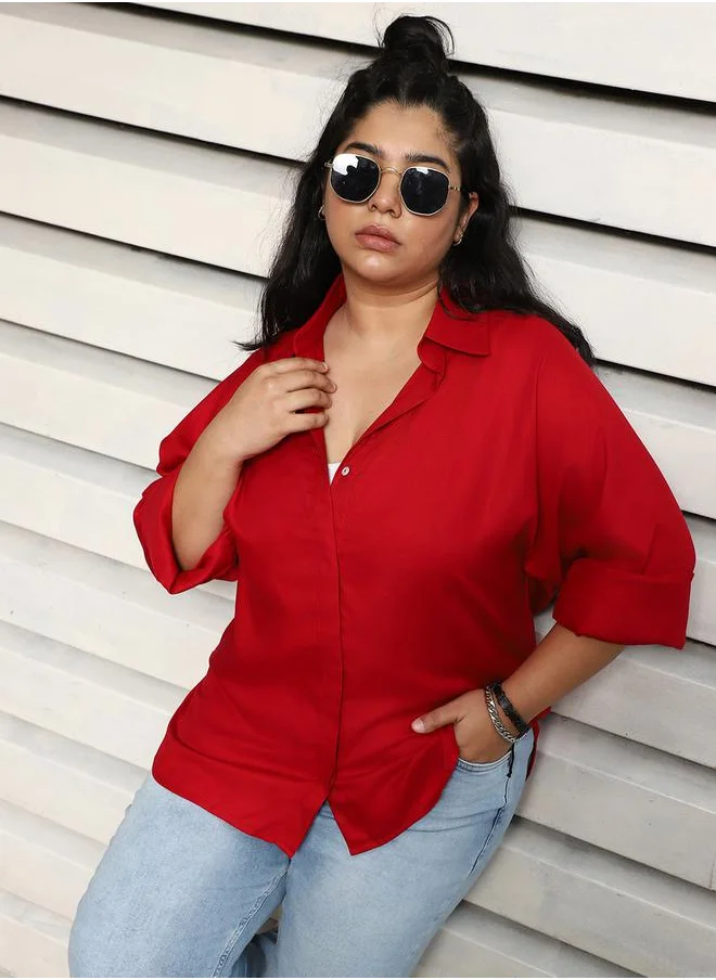 هاي ستار Plus Size Boxy Casual Shirt with Button Placket by Styli