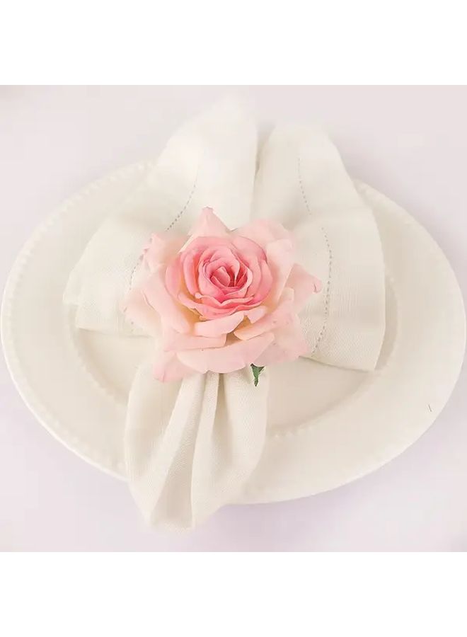 10 Pack Rose Floral Napkin Rings for Wedding Party Thanksgiving Table Decor - Image 3