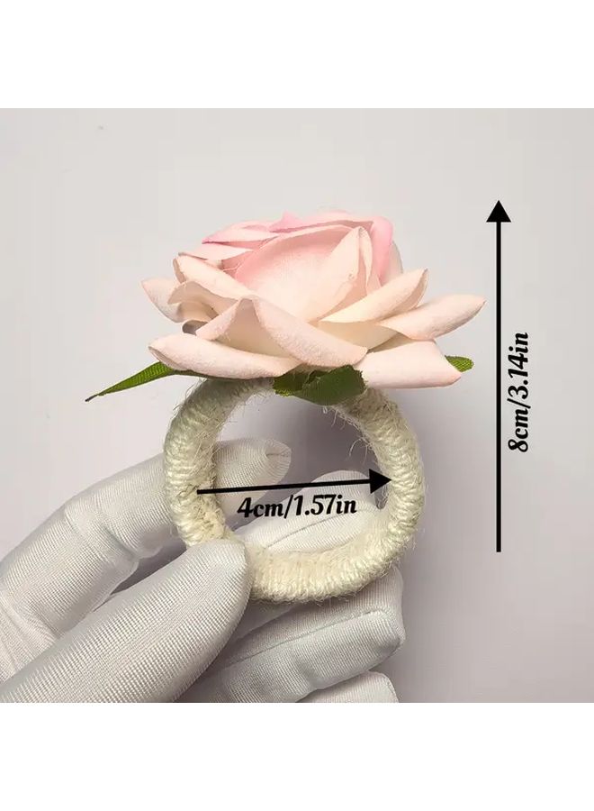 10 Pack Rose Floral Napkin Rings for Wedding Party Thanksgiving Table Decor - Image 2