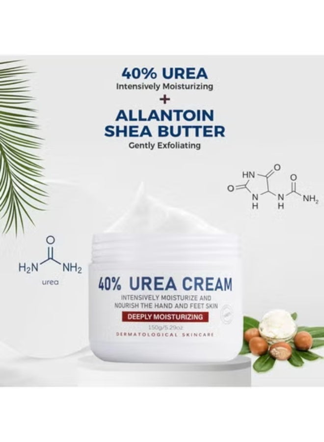 40% Urea Cream for Cracked Feet & Hands 150g, Urea Cream for Dry Skin Moisturizer Cream, Callus Remover, Foot and Hand Cream Care Lotion Nourishes Repairs & Softens Skin Heels Repair Cream - Image 2