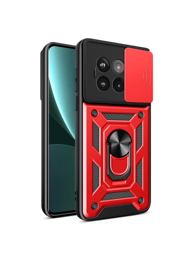 Zaboon For OnePlus 13R / Ace 5 / Ace 5 Pro 5G Sliding Camera Cover Design TPU Hybrid PC Phone Case(Red) 