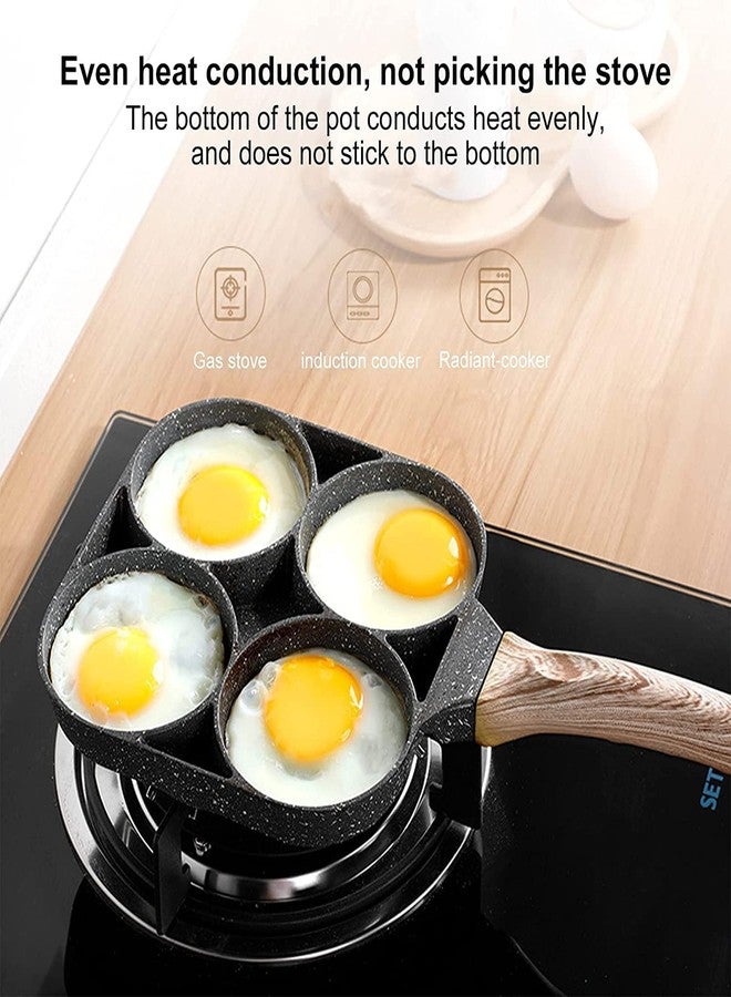 proxin 4-Cup Fried Egg Frying Pan with Brush for Oil, Non-Stick Poached Egg Pan Pancake Skillet for Burger, Omelet, Outdoor Camping, 13.5 x 7 Inches - Image 2