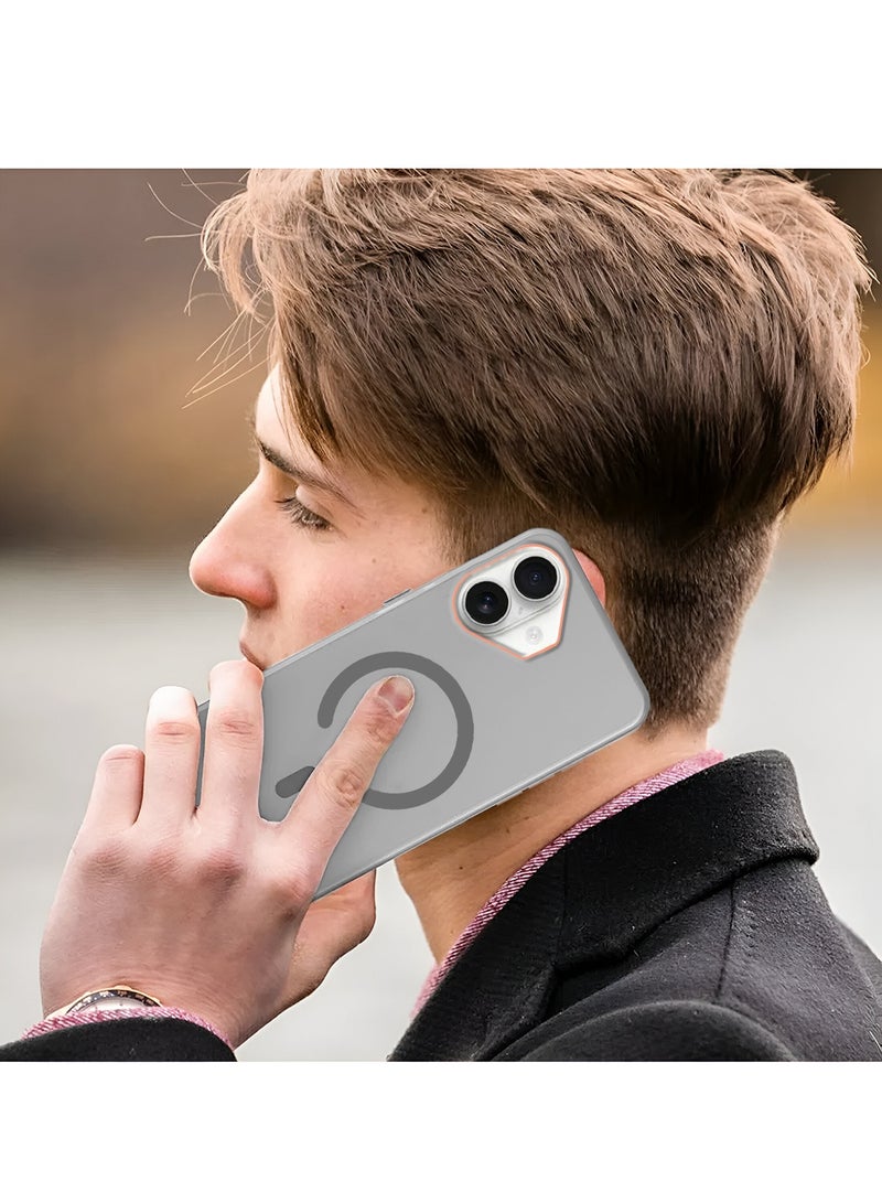 سيندي غطاء أنيق لشحن مغناطيسي شفاف هجين من سلسلة سيندي لأيفون 17 5G 2025 مع حواف مرتفعة لكاميرا المغناطيسية - رمادي - Image 5