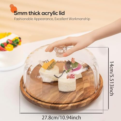 cutesun 11 Inch Cake Dome Cover, Acrylic Round Cake Stand Cover, Pastry Display Cloche for Food Plastic, Cake Cover Lid for Cake Stand Cake Plate Display Serving Platter - Image 3
