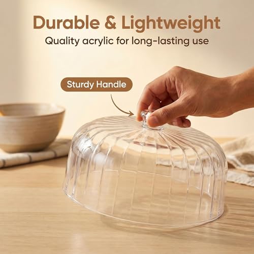 cutesun 11 Inch Cake Dome Cover, Acrylic Round Cake Stand Cover, Pastry Display Cloche for Food Plastic, Cake Cover Lid for Cake Stand Cake Plate Display Serving Platter - Image 2