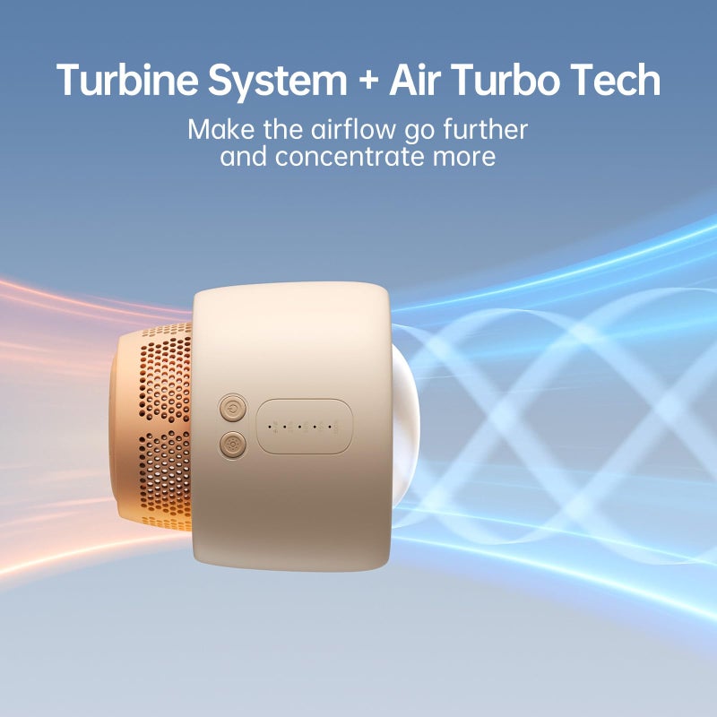 JISULIFE Stroller Fan Baby Large, Safe Bladeless for Crib, Desk, 4000mAh Battery Rechargeable Portable Cooling Fan with Air Turbo Tech, Night Light, Food-Grade Gift for Mom/Dad/Friend - Brown - Image 2