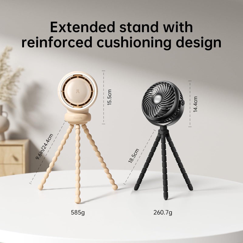 JISULIFE Stroller Fan Baby Large, Safe Bladeless for Crib, Desk, 4000mAh Battery Rechargeable Portable Cooling Fan with Air Turbo Tech, Night Light, Food-Grade Gift for Mom/Dad/Friend - Brown - Image 5