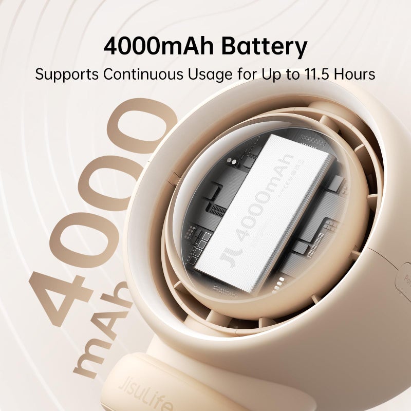 JISULIFE Stroller Fan Baby Large, Safe Bladeless for Crib, Desk, 4000mAh Battery Rechargeable Portable Cooling Fan with Air Turbo Tech, Night Light, Food-Grade Gift for Mom/Dad/Friend - Brown - Image 3