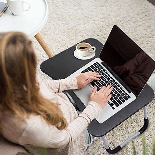 IRIS Multi-Purpose Laptop Table with Dock Stand and Coffee Cup Holder/Study Table/Bed Table/Foldable and Portable/Ergonomic & Rounded Edges/Non-Slip Legs, Size: 60 x 40 cm (Black) - Image 4