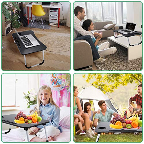 IRIS Multi-Purpose Laptop Table with Dock Stand and Coffee Cup Holder/Study Table/Bed Table/Foldable and Portable/Ergonomic & Rounded Edges/Non-Slip Legs, Size: 60 x 40 cm (Black) - Image 5